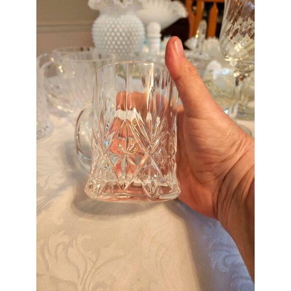 CRISTAL D'ARQUES FRANCE COFFEE/TEA MUG LEAD CRYSTAL DANUBE PATTERN - Picture 1 of 6